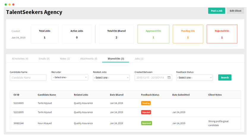 Talentera Agency Admin panel